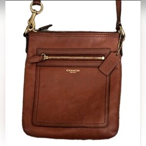 COACH Vintage Chocolate Brown Distressed Western Luxury Travel Crossbody Purse